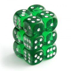 Chessex Dice CHX 23605 Translucent 16mm D6 Green w/ White Set of 12